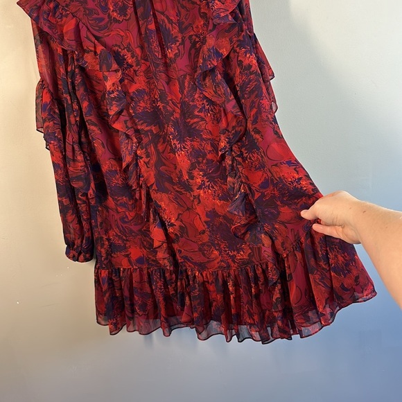 Cinq a Sept Womens Livie Long Sleeve Tiered Dress Size 00 Flowy Romantic Sheer - Picture 16 of 16